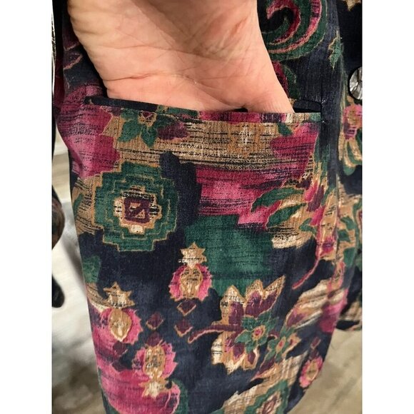 Danielle B Jacket Women M Pink Notch Blazer Floral Valentines Retro 80s Western - Picture 3 of 13